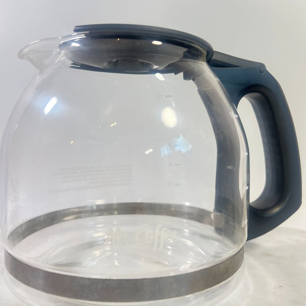 Mr Coffee 12 Cup Replacement Glass Carafe Pot With Black Handle & Lid 5.5" tall‎